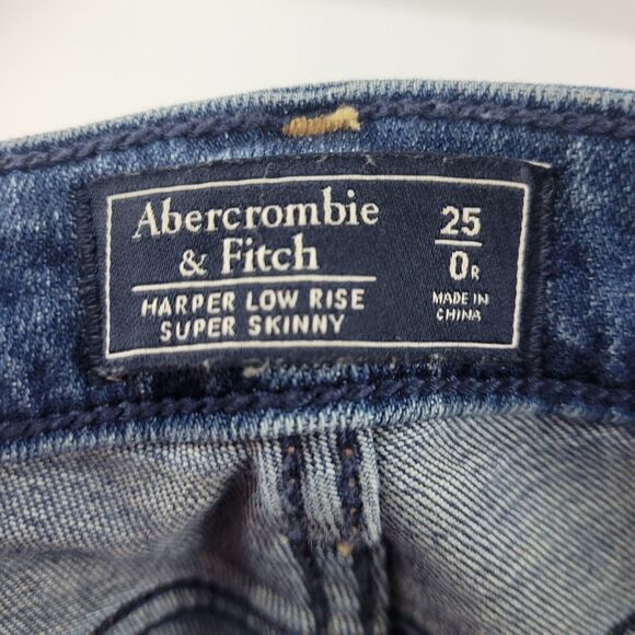 Abercrombie & Fitch harper low rise super skinny‎ jeans 25/0 blue womens 3653 - Picture 10 of 12